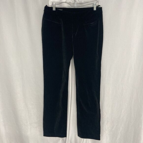 J. Peterman Pants - J. PETERMAN black velvet flat front mid rise straight leg pants 10